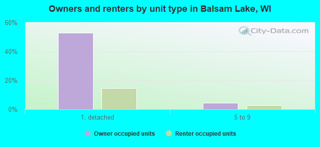 Owners and renters by unit type in Balsam Lake, WI