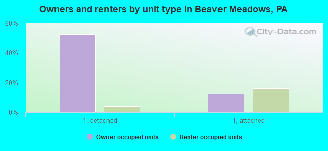 Owners and renters by unit type in Beaver Meadows, PA