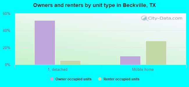 Owners and renters by unit type in Beckville, TX