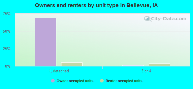 Owners and renters by unit type in Bellevue, IA