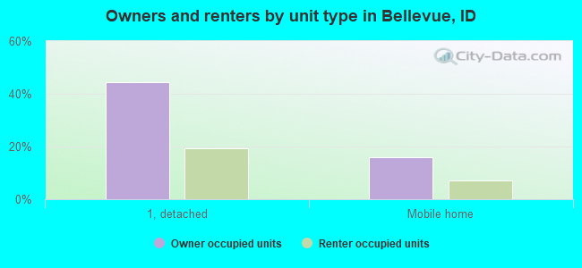 Owners and renters by unit type in Bellevue, ID