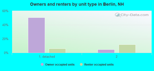 Owners and renters by unit type in Berlin, NH