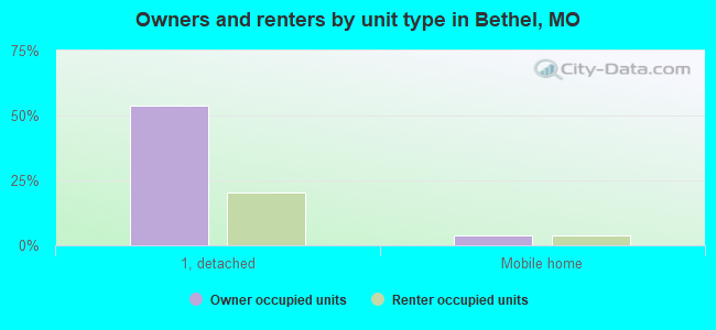 Owners and renters by unit type in Bethel, MO