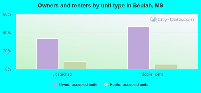 Owners and renters by unit type in Beulah, MS