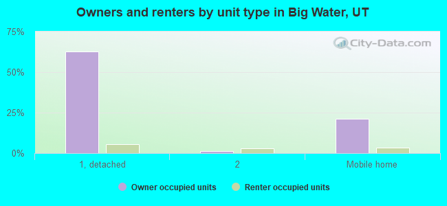 Owners and renters by unit type in Big Water, UT