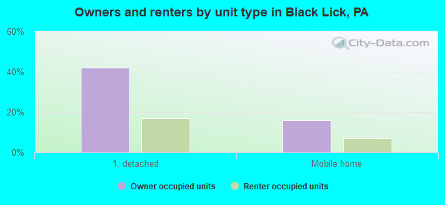 Owners and renters by unit type in Black Lick, PA