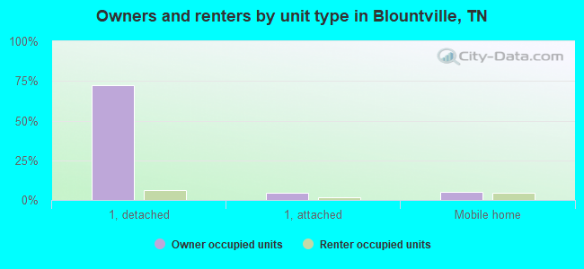 Owners and renters by unit type in Blountville, TN