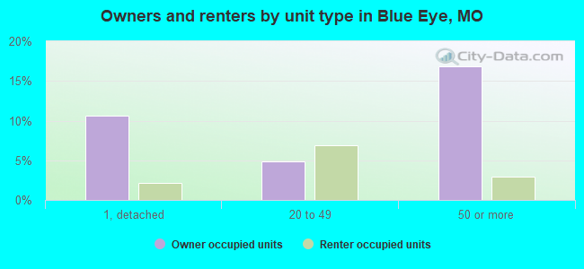 Owners and renters by unit type in Blue Eye, MO