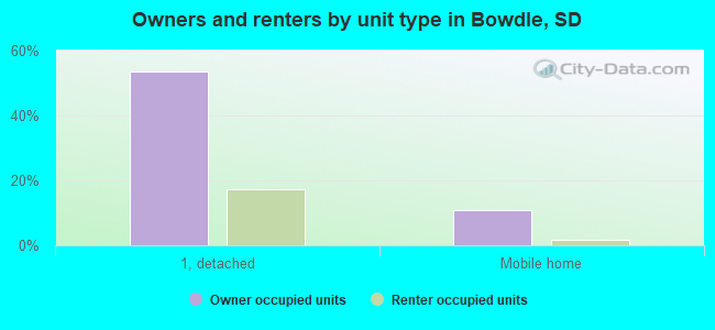 Owners and renters by unit type in Bowdle, SD
