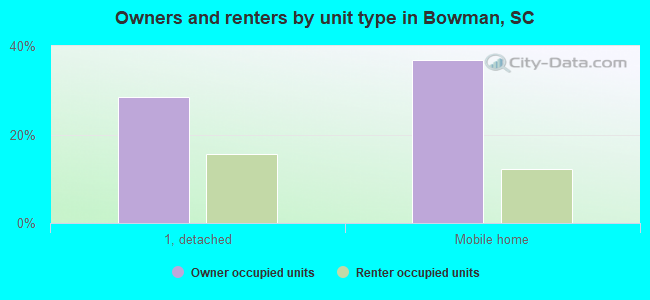 Owners and renters by unit type in Bowman, SC