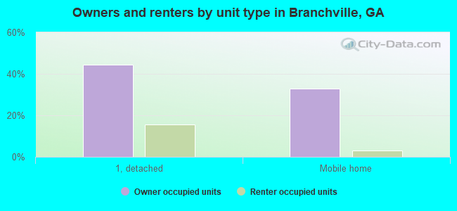 Owners and renters by unit type in Branchville, GA