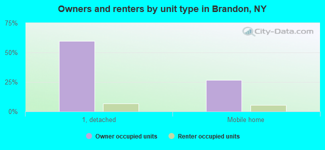 Owners and renters by unit type in Brandon, NY