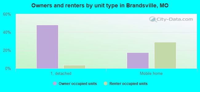 Owners and renters by unit type in Brandsville, MO