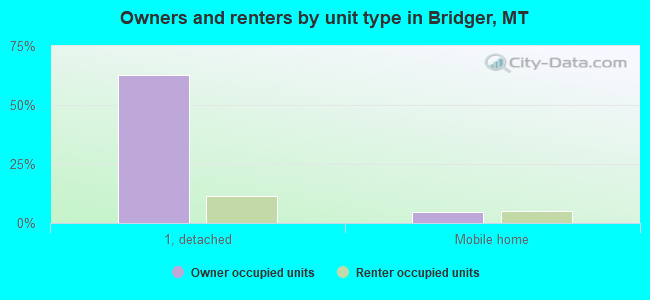 Owners and renters by unit type in Bridger, MT