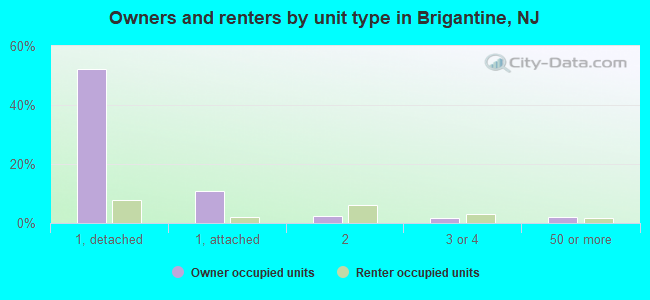 Owners and renters by unit type in Brigantine, NJ