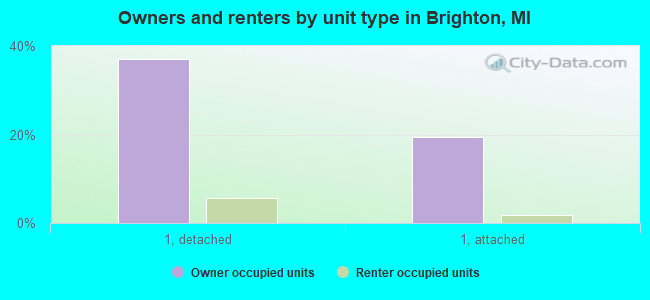 Owners and renters by unit type in Brighton, MI