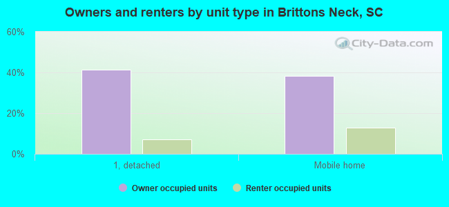 Owners and renters by unit type in Brittons Neck, SC