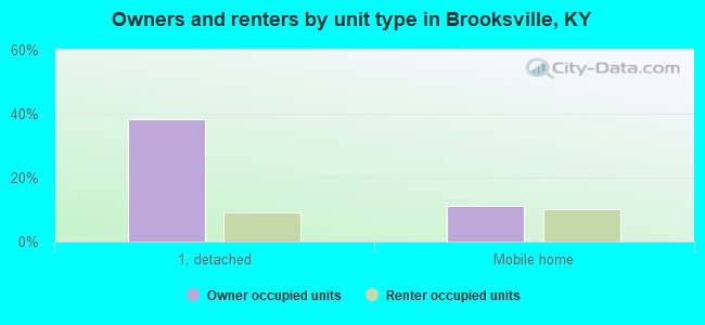 Owners and renters by unit type in Brooksville, KY