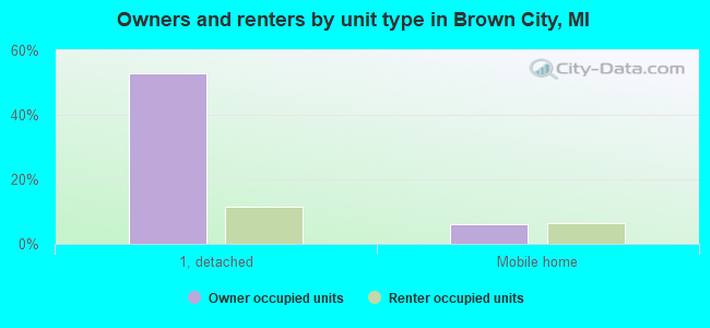 Owners and renters by unit type in Brown City, MI