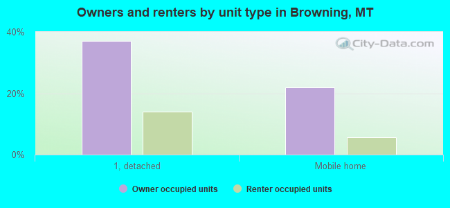 Owners and renters by unit type in Browning, MT