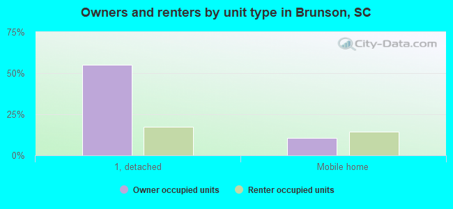 Owners and renters by unit type in Brunson, SC