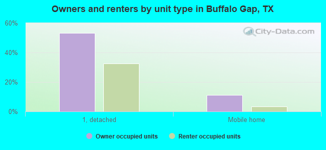 Owners and renters by unit type in Buffalo Gap, TX