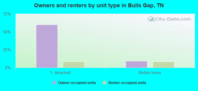 Owners and renters by unit type in Bulls Gap, TN