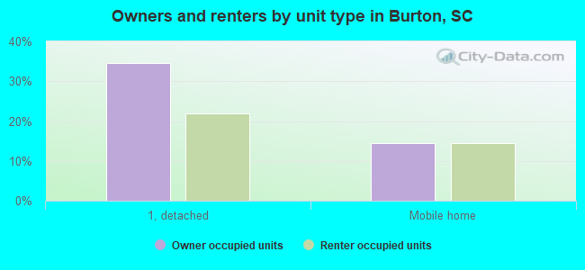 Owners and renters by unit type in Burton, SC