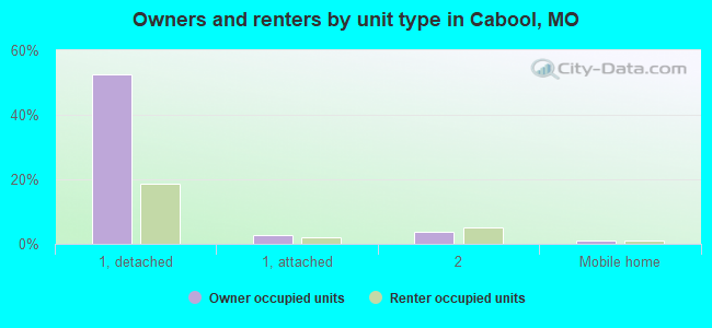 Owners and renters by unit type in Cabool, MO