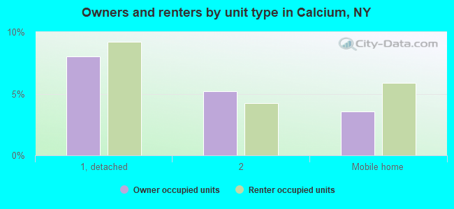 Owners and renters by unit type in Calcium, NY