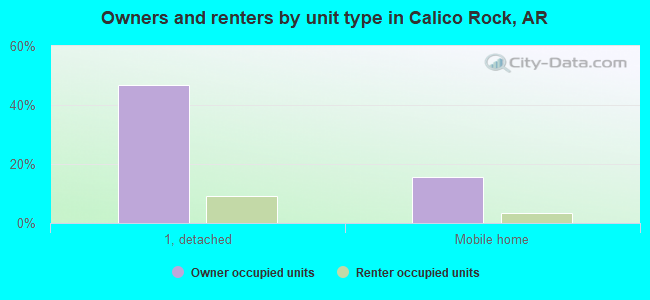 Owners and renters by unit type in Calico Rock, AR
