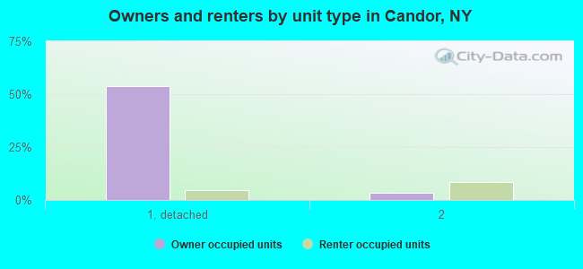 Owners and renters by unit type in Candor, NY