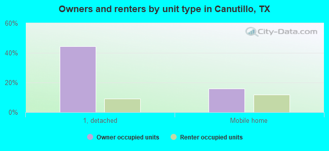 Owners and renters by unit type in Canutillo, TX