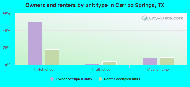 Owners and renters by unit type in Carrizo Springs, TX
