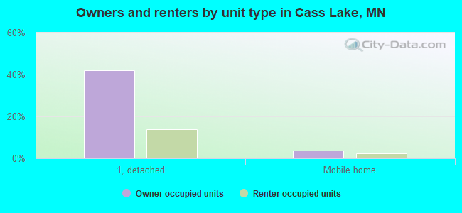 Owners and renters by unit type in Cass Lake, MN