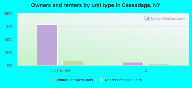 Owners and renters by unit type in Cassadaga, NY
