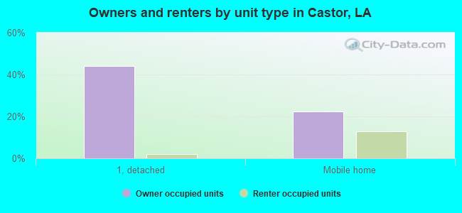 Owners and renters by unit type in Castor, LA