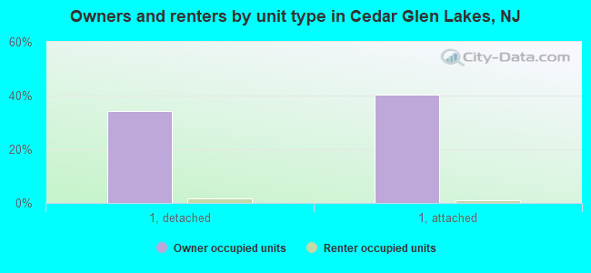 Owners and renters by unit type in Cedar Glen Lakes, NJ