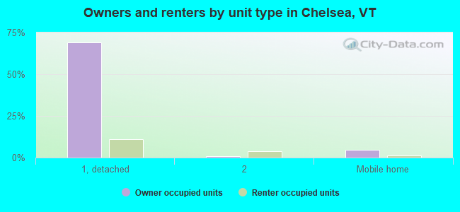 Owners and renters by unit type in Chelsea, VT