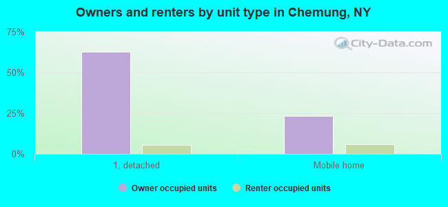 Owners and renters by unit type in Chemung, NY