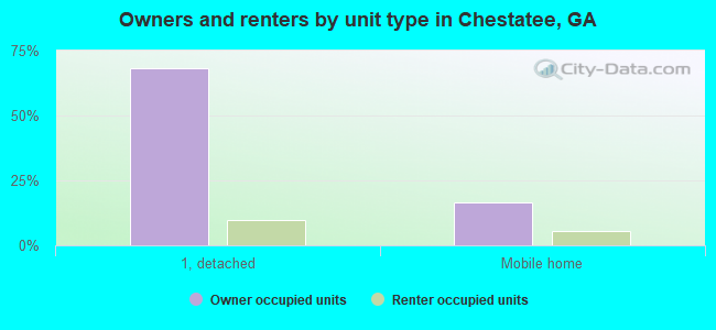Owners and renters by unit type in Chestatee, GA