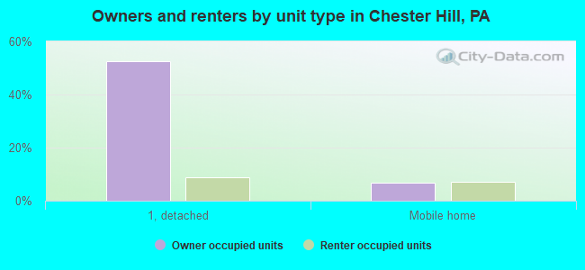 Owners and renters by unit type in Chester Hill, PA