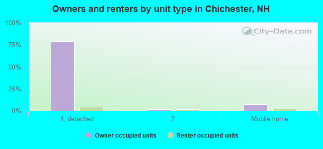 Owners and renters by unit type in Chichester, NH