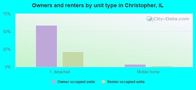 Owners and renters by unit type in Christopher, IL