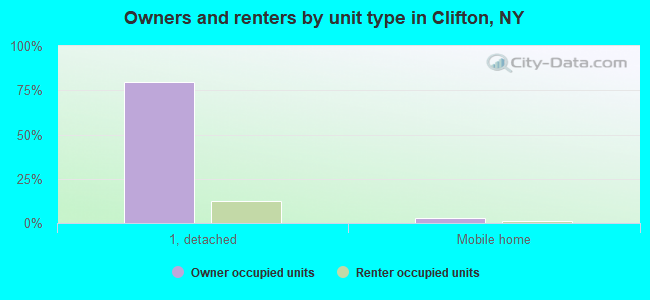Owners and renters by unit type in Clifton, NY