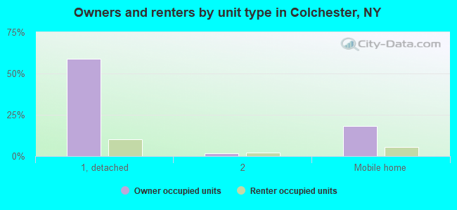 Owners and renters by unit type in Colchester, NY