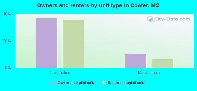 Owners and renters by unit type in Cooter, MO