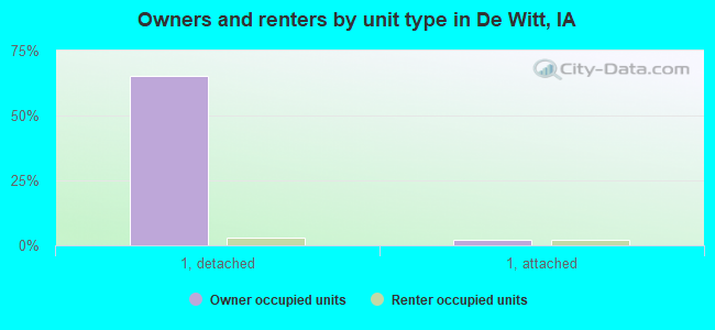 Owners and renters by unit type in De Witt, IA