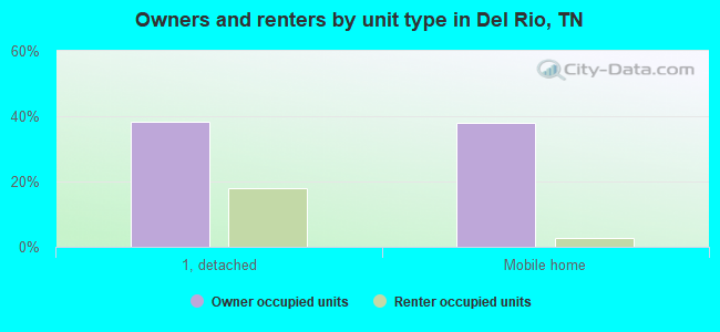 Owners and renters by unit type in Del Rio, TN