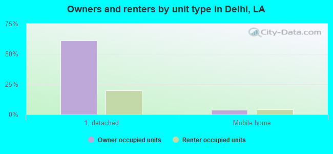 Owners and renters by unit type in Delhi, LA